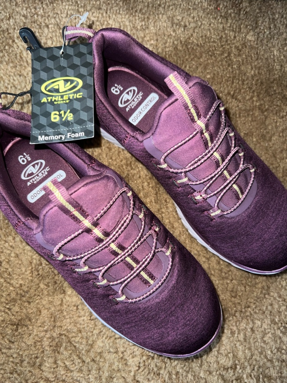 Athletic Works Women's Slip-On Athletic Sneakers - Plum with Pink Accents - Picture 2 of 3